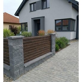 Lemez kerítés Fa hatású sötét dió